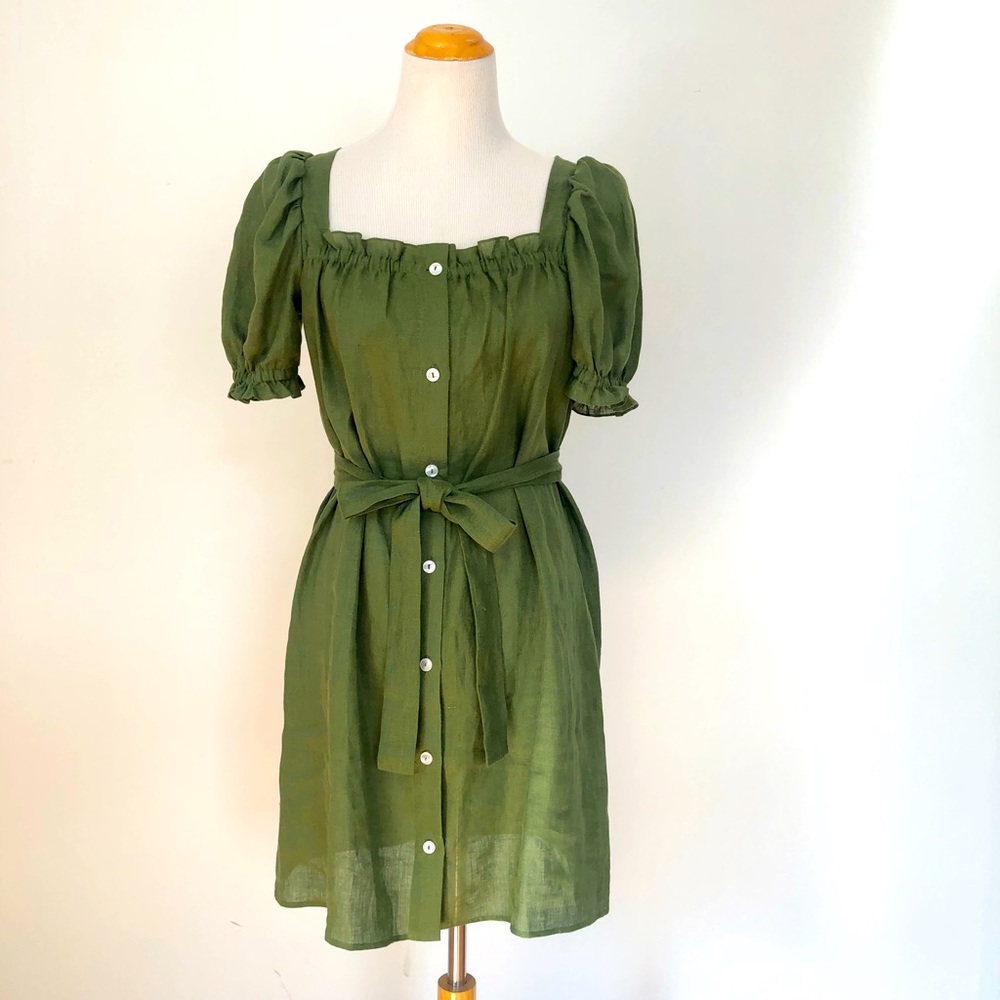 SLEEPER Brigitte Linen Mini Dress sz:small